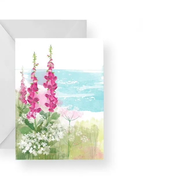 Coastal Foxglove Greetings Card