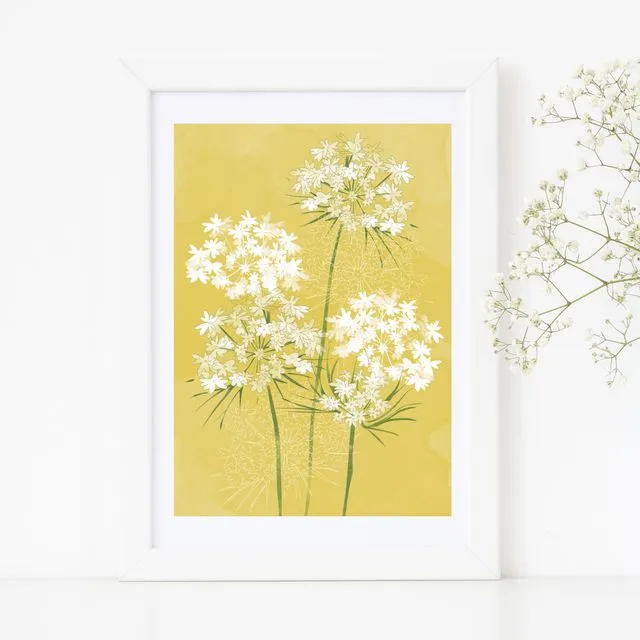 A4 Yellow Cow Parsley Print