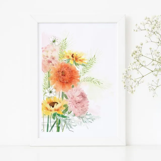 A4 Floral Bouquet  Print