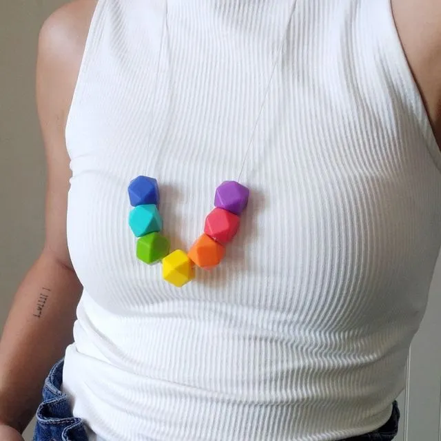 Rainbow Gay Pride | Gay Flag | LGBTQIA | Silicone Necklace | Geometric necklace | Statement Necklace | Necklace for woman | Gift for her