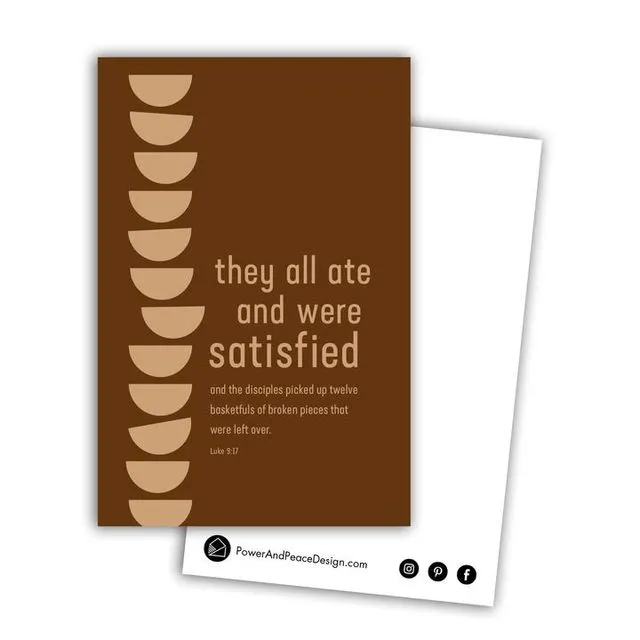 Luke 9:17 postcard in brown (40 singles)