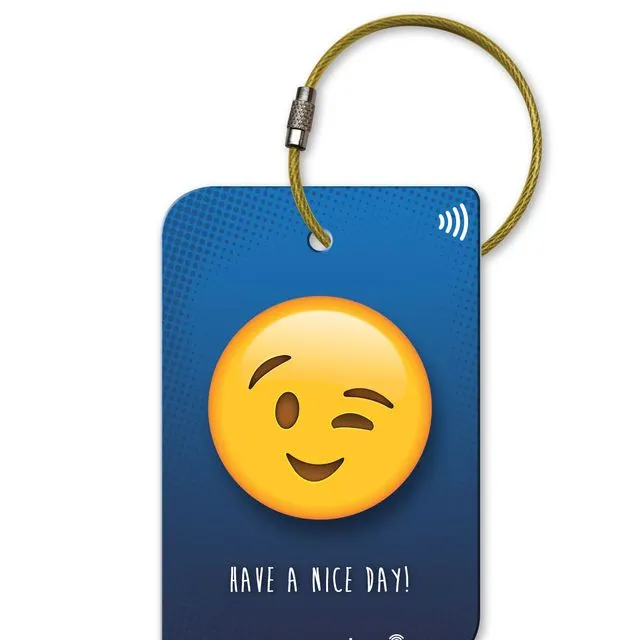 retreev™ SMART ID Luggage Tag | NFC QR Code Luggage Tags with Web Messaging Service – Emoji Wink