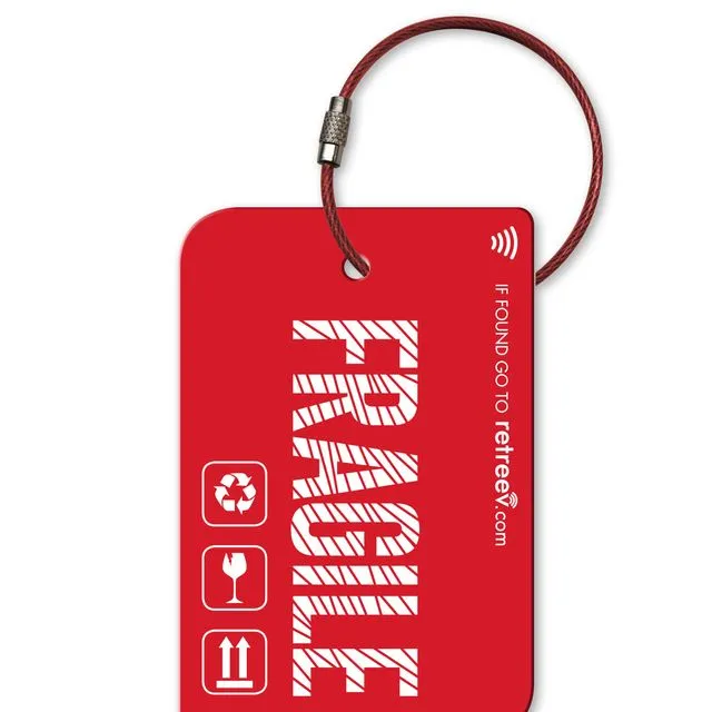 retreev™ Smart ID Luggage Tag | NFC QR Code Luggage Tags with Web Messaging Service - Fragile
