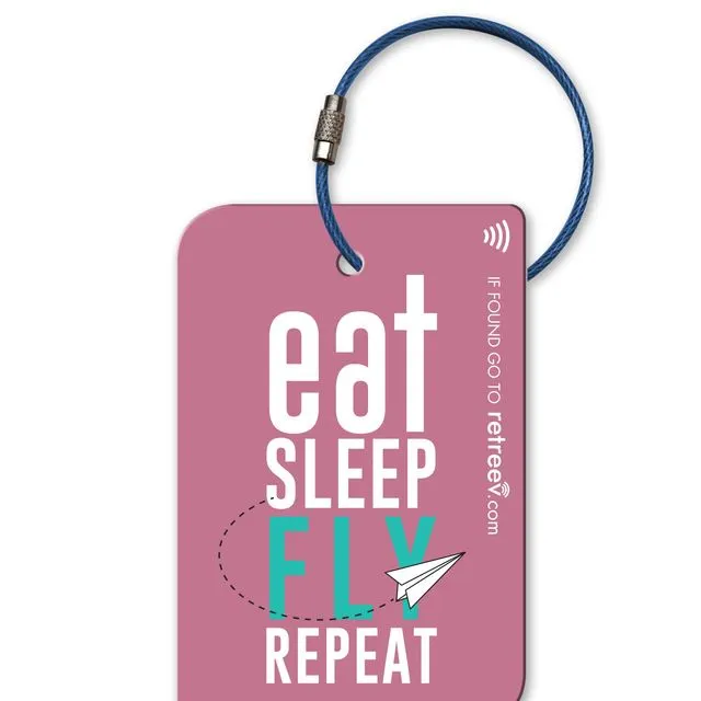 retreev™ Smart ID Luggage Tag | NFC QR Code Luggage Tags with Web Messaging Service - Eat Sleep Fly Repeat