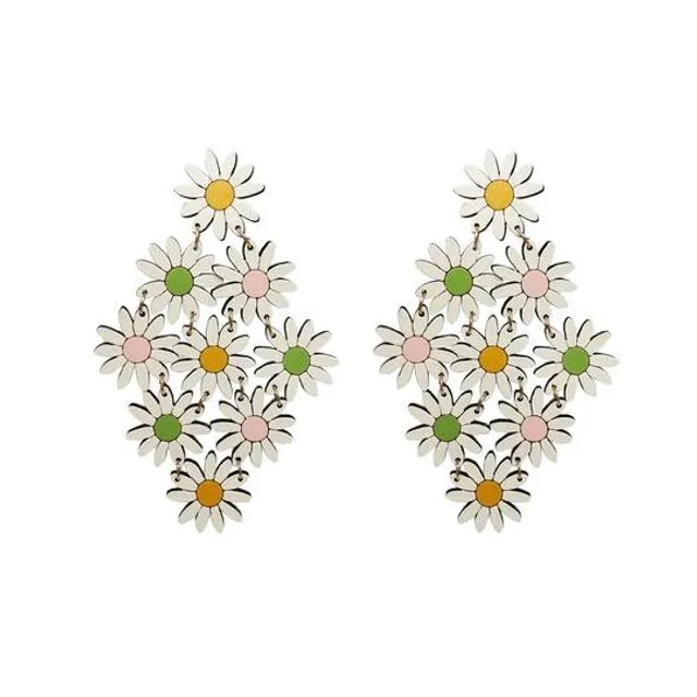 Colorful Daisy Chain Statement Earrings
