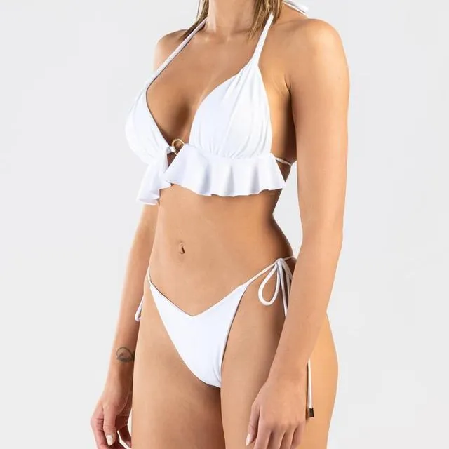 Dalliance Two-piece Bikini With Ruffles - White