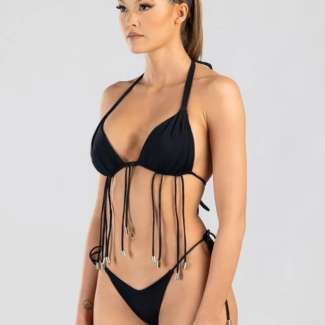 Elixir Two-piece Bikini With Decorative Strings - Black