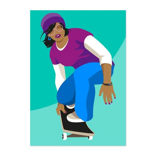 A4 picture of a skater girl for children’s and teenagers’s rooms