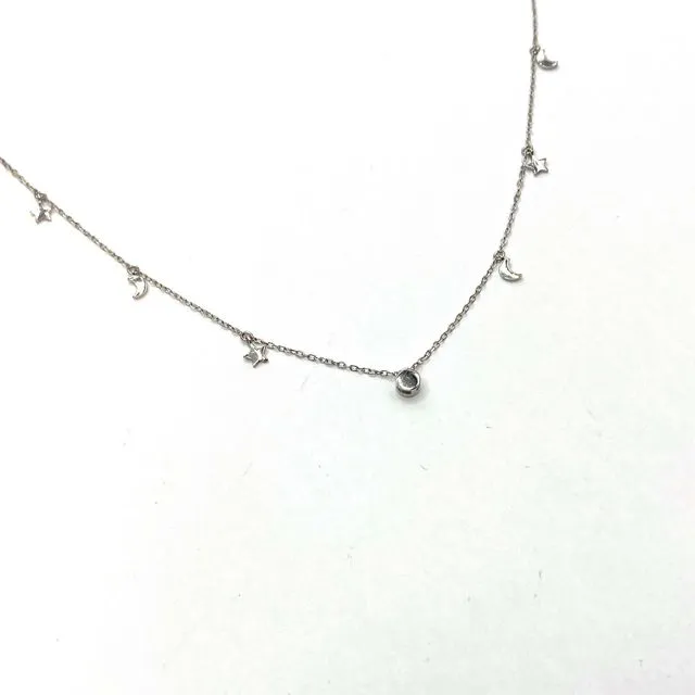 Charm celestial CZ necklace silver