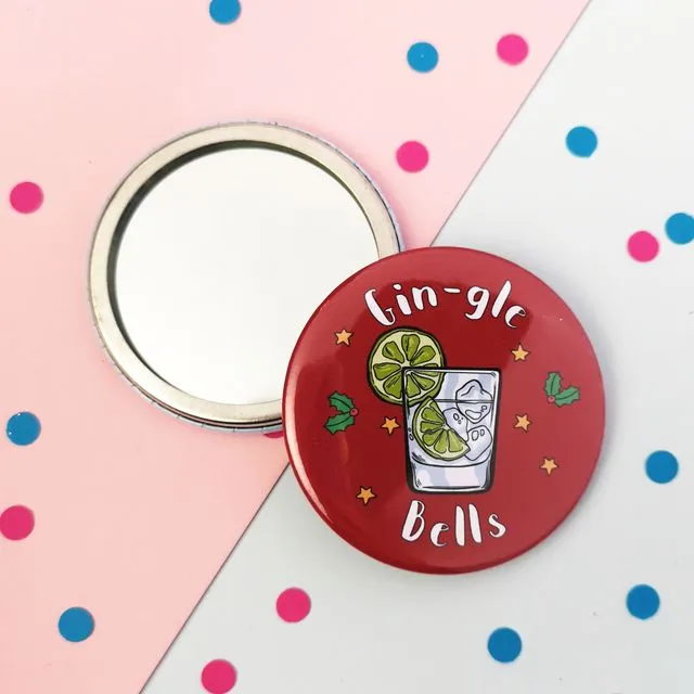 Funny Prosecco Christmas compact mirror - 58mm The perfect co-worker gift