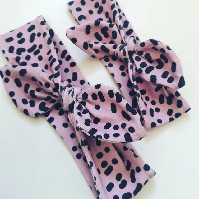 Pink Leopard Knotbow Headband