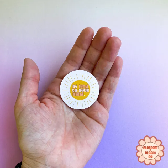 Mini Be Kind to Your Mind Cute Sticker | Mental Health, Sun