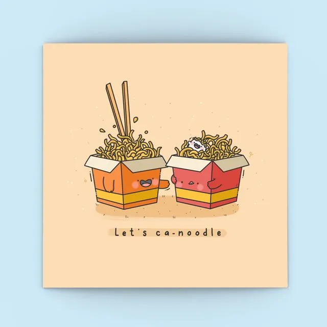 Cute Noodles Greetings Card | Let's Ca-Noodle