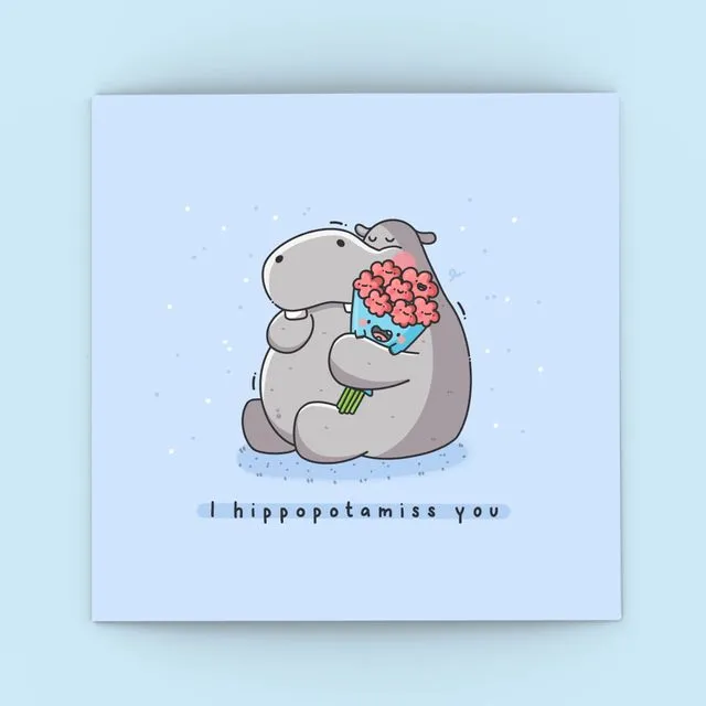 Cute I Hippo-Miss You Card