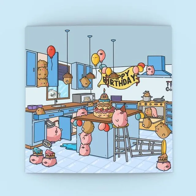 Cute Chaotic Birthday Kitchen Card