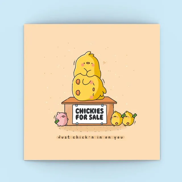 Cute Chicks Greetings Card | Chick'n In On You