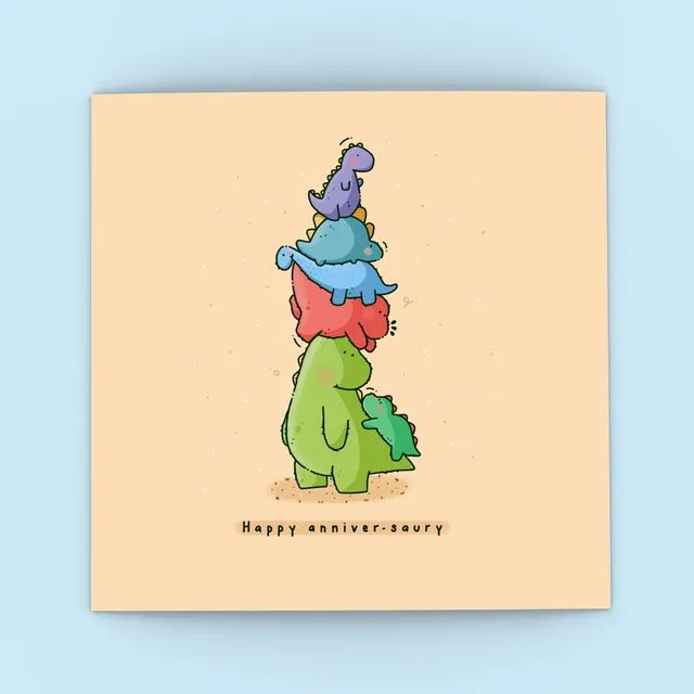 Cute Dinosaur Anniversary Card - Happy Anniver-saury