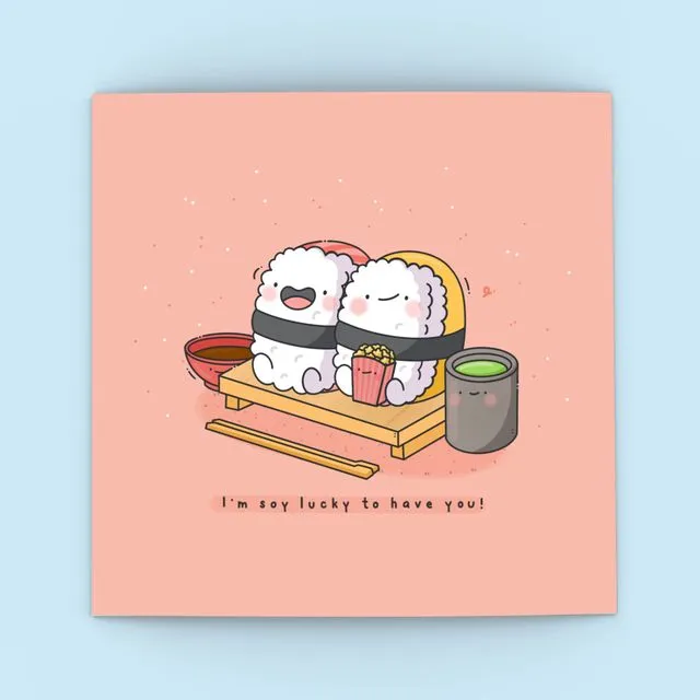Soy Lucky Sushi Greetings Card