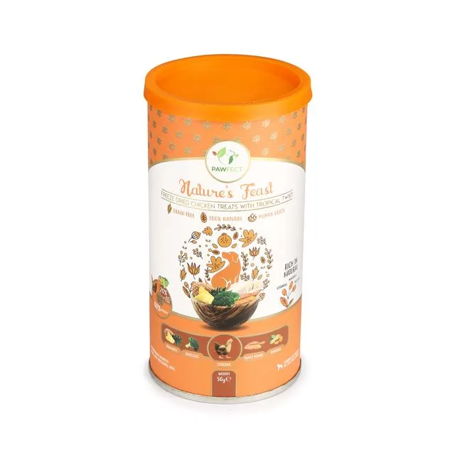 Pawfect Nature's Feast Freeze Dried Chicken Treats with Tropical Twist (Chicken, Pineapple, Broccoli, Sweet Potato & Turmeric)