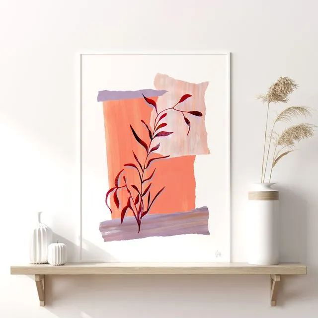 Leaf Silhouette Abstract Art Print