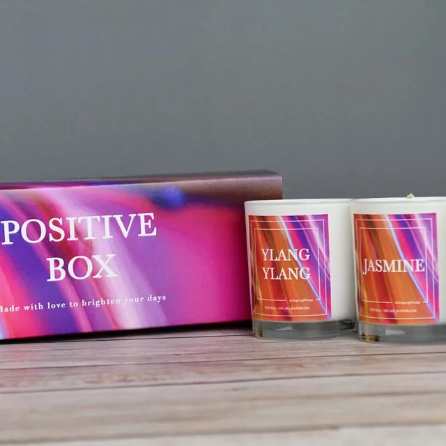 Positive Box - NEW WHITE Gift Set of 3 candles - Pink