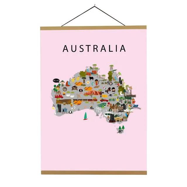 Map of Australia Pink