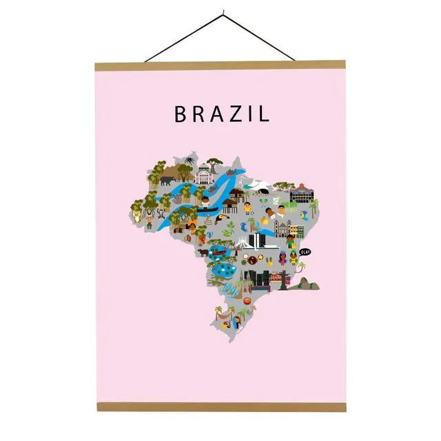 Map of Brazil Pink