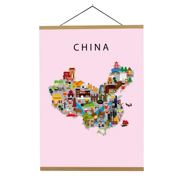 Map of China Pink