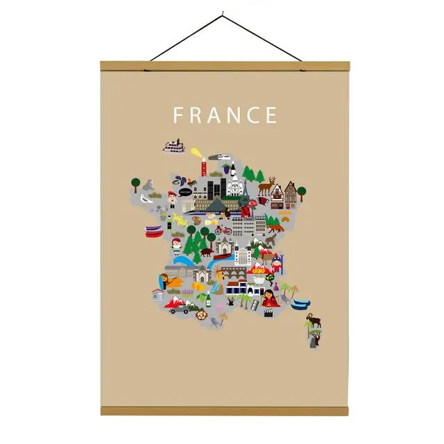 Map of France Beige