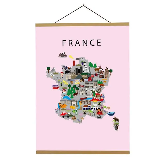 Map of France Pink