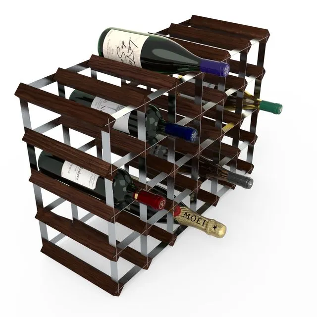 30 Bottle Dark Pine Wine Rack Assembled