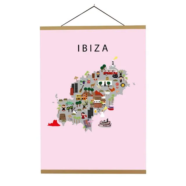 Map of Ibiza Pink