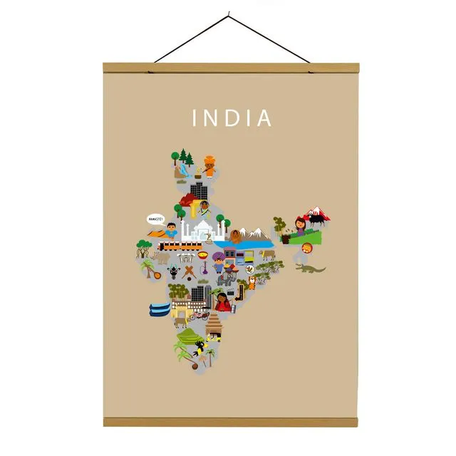 Map of India Beige