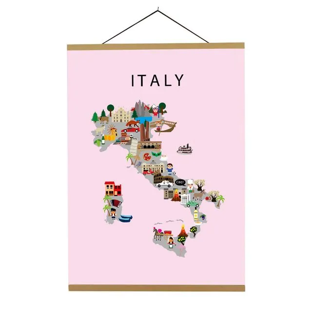 Map of Italy Pink