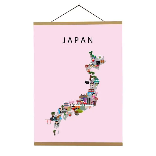 Map of Japan Pink