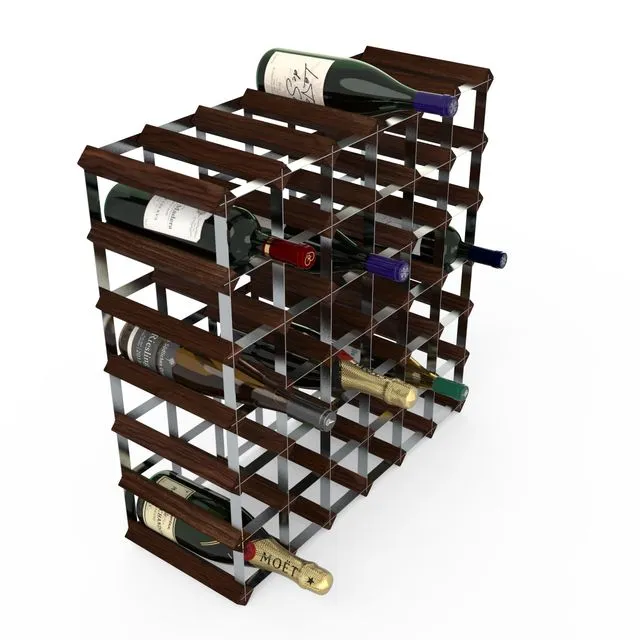 42 Bottle Dark Pine Wine Rack Assembled