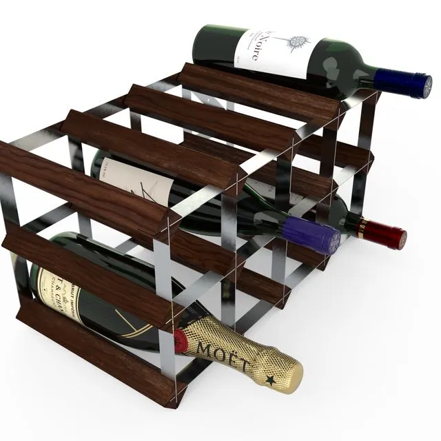 12 Bottle Dark Pine Wine Rack Assembled