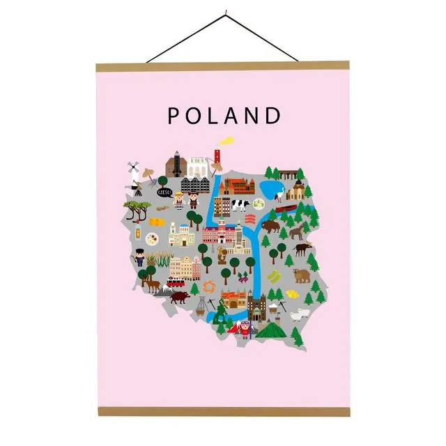 Map of Poland Pink