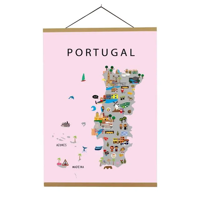Map of Portugal Pink