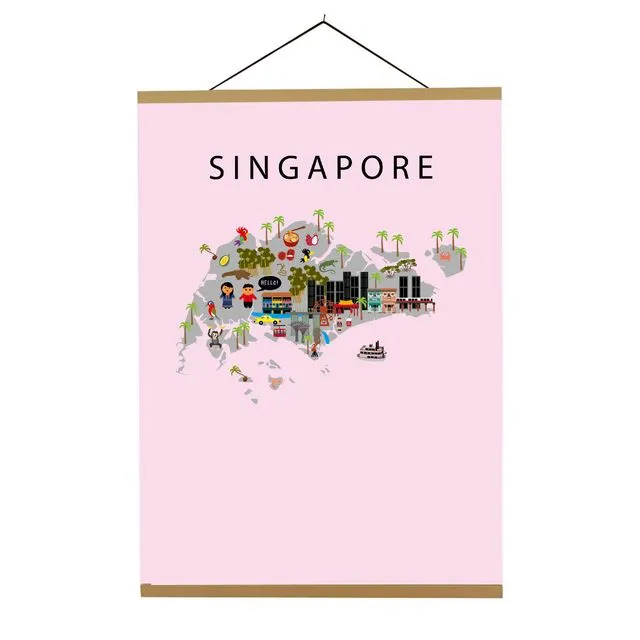 Map of Singapore Pink