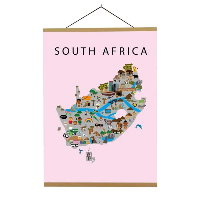 Map of South Africa Pink