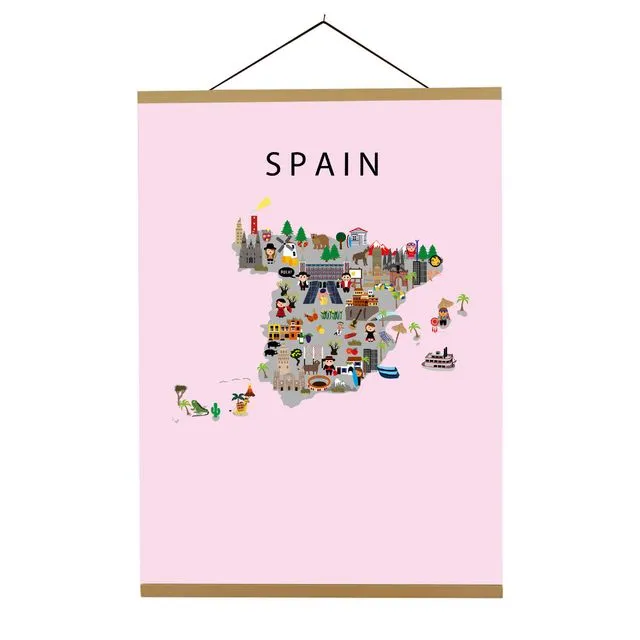 Map of Spain Pink