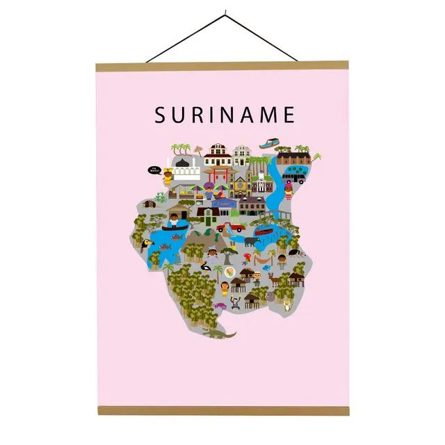 Map of Suriname Pink