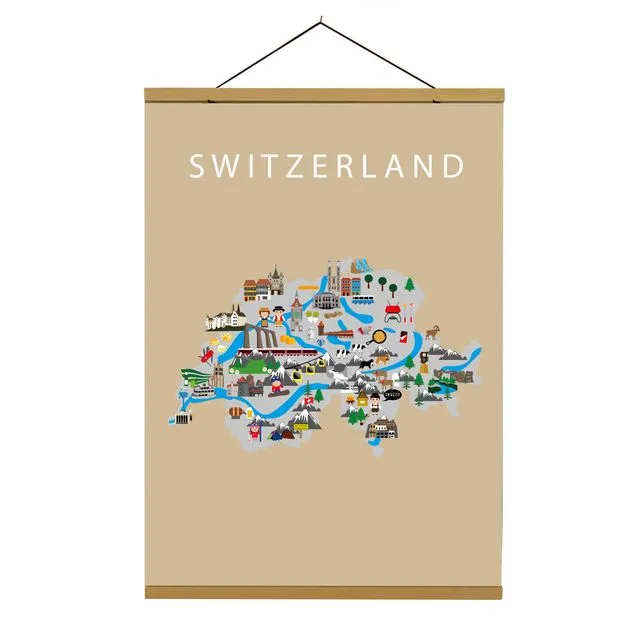 Map of Switzerland Beige
