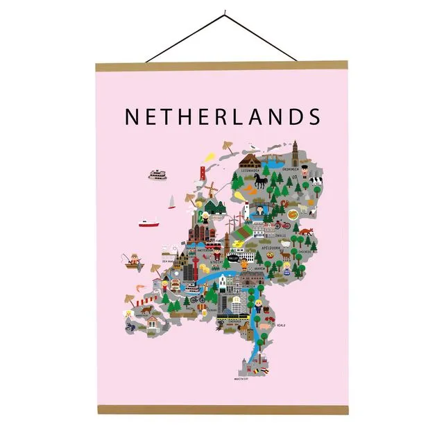 Map of The Netherlands Pink