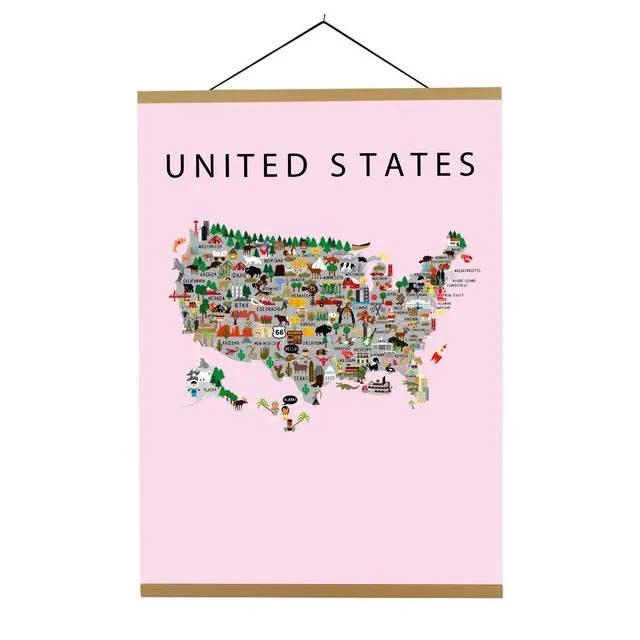 Map of United States Pink