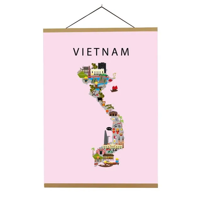 Map of Vietnam Pink