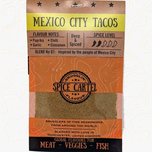 Mexico City Tacos | 35g Resealable Pouches in Shelf Ready Packaging