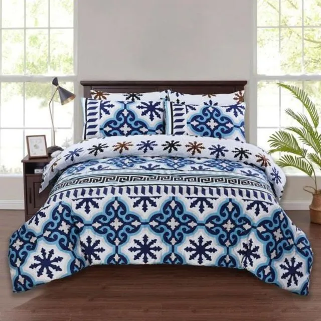 Ceramic Blue Bed Sheet – 3 PCs
