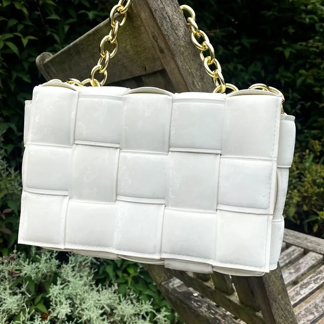 Matte quilted chain bag - White